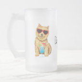 Summer Norwich Terrier Frosted Glass Beer Mok (Links)