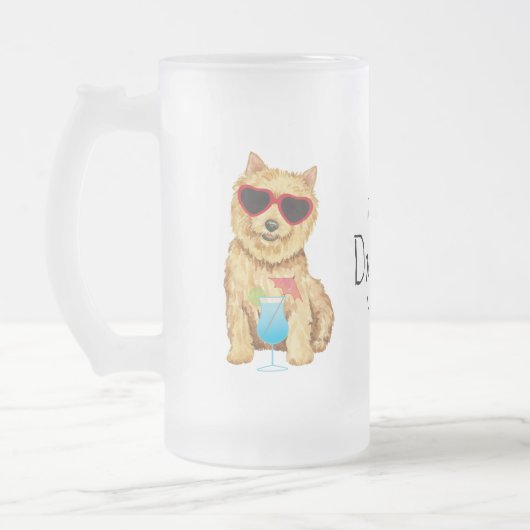 Summer Norwich Terrier Frosted Glass Beer Mok (Links)