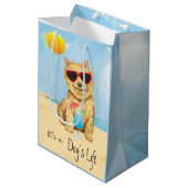 Summer Norwich Terrier Medium Gift Bag Cadeauzakje (Voorkant Gekanteld)