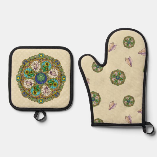 Summer Nouveau Ovenwant & Pannenlap Set (Voorkant)