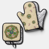 Summer Nouveau Ovenwant & Pannenlap Set (Voorkant / Achterkant)