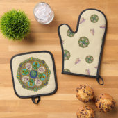 Summer Nouveau Ovenwant & Pannenlap Set (Top down)