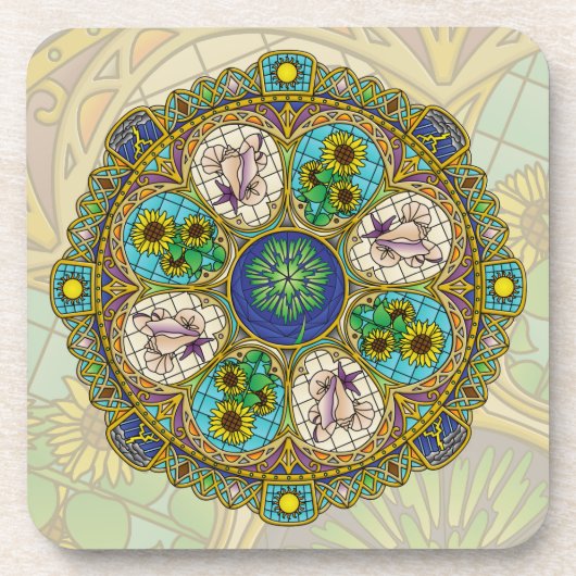 Summer Nouveau Square Coaster Bier Onderzetter (Voorkant)