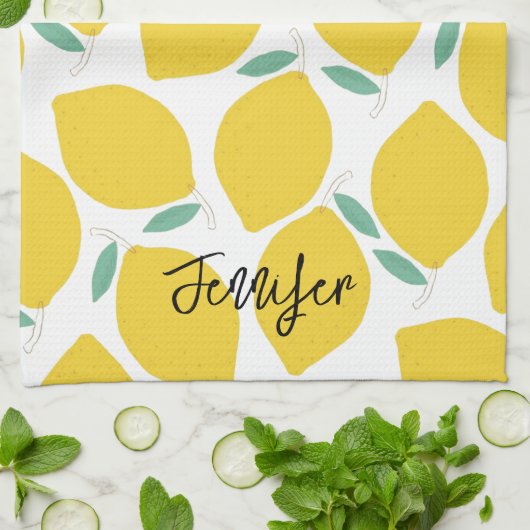 Summer Novelty Lemon-Pattern Printed Personalized Theedoek (Gevouwen)