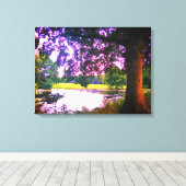 Summer Oak Tree and Pond Canvas Afdruk (Insitu (Houten vloer))