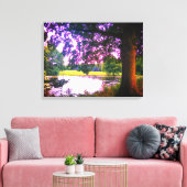Summer Oak Tree and Pond Canvas Afdruk (Insitu (Woonkamer))