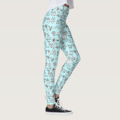 Summer Objects Doodle Pattern Light Blue Leggings (Rechts)