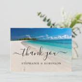 Summer Ocean Beach Wedding Bedankkaart (Staand voorkant)