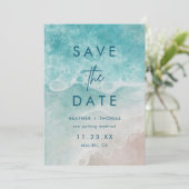 Summer Ocean Blue Beach Elegance Save the Date (Staand voorkant)
