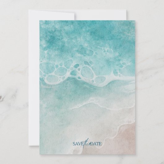 Summer Ocean Blue Beach Elegance Save the Date (Achterkant)