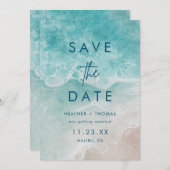 Summer Ocean Blue Beach Elegance Save the Date (Voorkant / Achterkant)