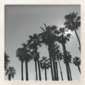 Summer Ocean Palms Black en White Photography Glazen Onderzetter (Voorkant)