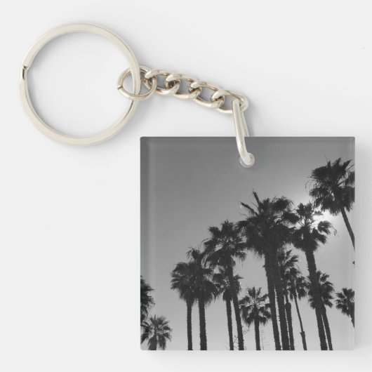 Summer Ocean Palms Black en White Photography Sleutelhanger (Voorkant)