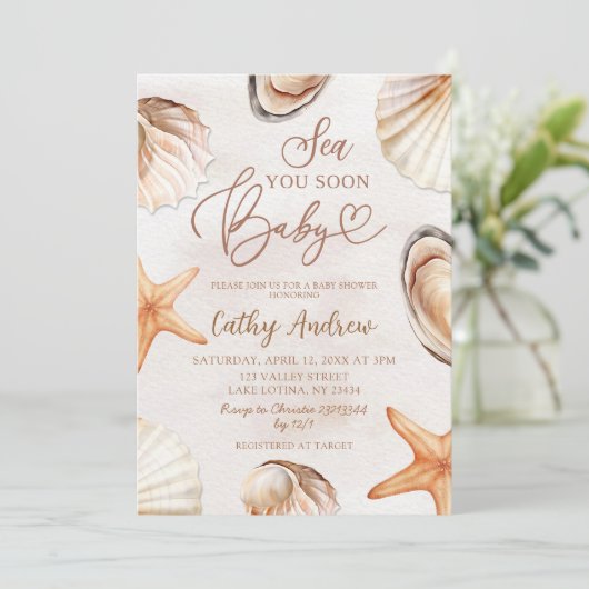 Summer Ocean Zee You Soon Baby shower Kaart (Staand voorkant)