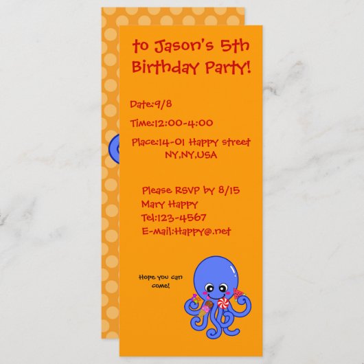 Summer octopus kaart (Voorkant / Achterkant)