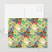 Summer Oerwoud Tropical Parrot Flowers Blossom Aankondigingskaart (Voorkant / Achterkant)