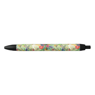 Summer Oerwoud Tropical Parrot Flowers Blossom Zwarte Inkt Pen