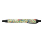 Summer Oerwoud Tropical Parrot Flowers Blossom Zwarte Inkt Pen (Bodem)