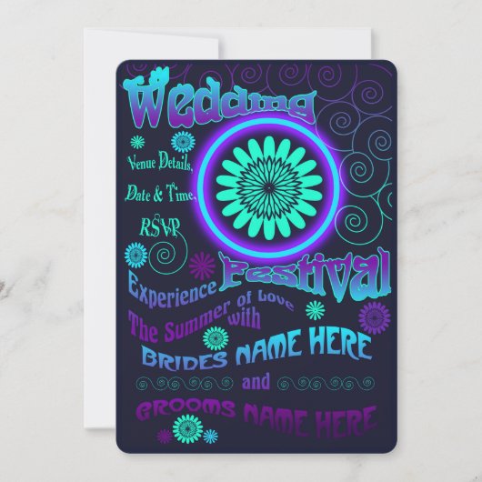 Summer of Love Wedding Invitation Kaart (Voorkant)