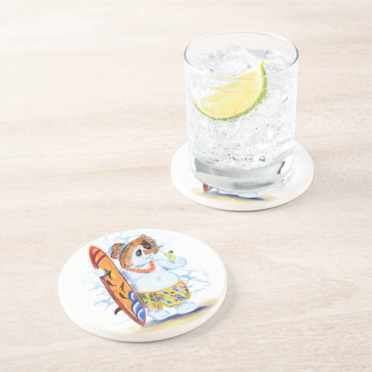 Summer Onderzetter Snowman Surfer Fun (Zijkant)