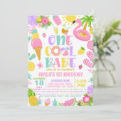 Summer One Cool Babe Birthday Party Invitation Kaart (Staand voorkant)