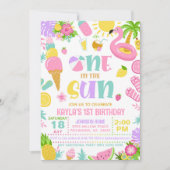 Summer One in the Sun Birthday Party Invitation Kaart (Voorkant)