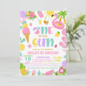 Summer One in the Sun Birthday Party Invitation Kaart (Staand voorkant)