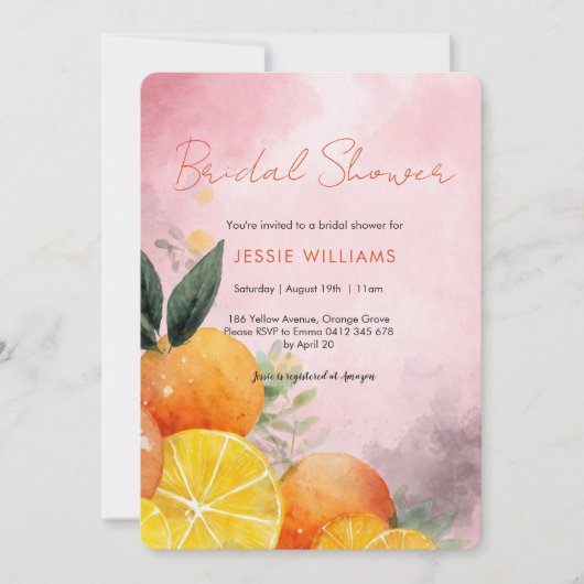 Summer Oranges Bridal Shower invitation Kaart (Voorkant)