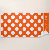 Summer Oranje en White Polka Dot Personalized Strandlaken (Voorkant)