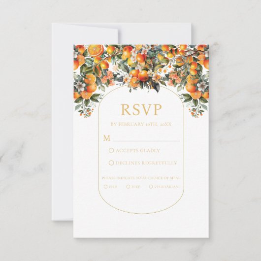 Summer Oranje Wedding Rsvp met Meal Choice Kaart (Voorkant)