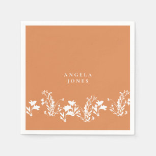 Summer Oranje White Floral Custom Vrijgezellenfees Servet
