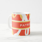 Summer Oranje White Monogram, gepersonaliseerd Koffiemok (Voorkant links)