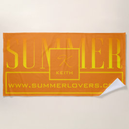 Summer Oranje Yellow Website Name Monogrammed Strandlaken