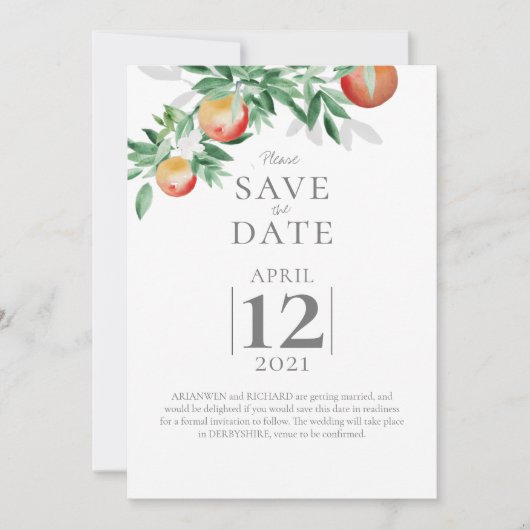 Summer Orchard Save the Date Kaart (Voorkant)