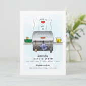 Summer Outdoor Grill Barbecue Party Invitation Kaart (Staand voorkant)