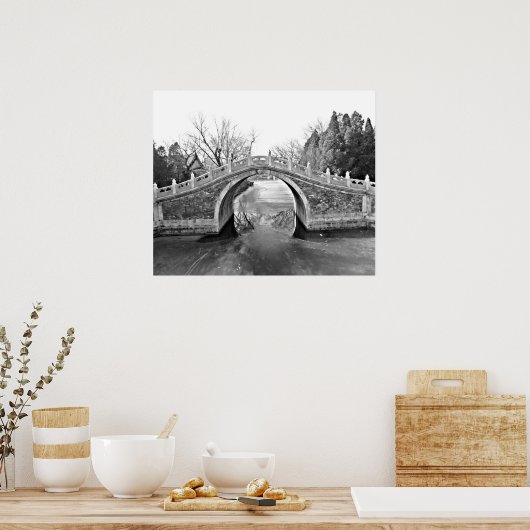 Summer Palace Bridge B&W Poster (Keuken)