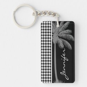 Summer Palm Black Houndstooth Sleutelhanger