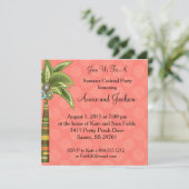 Summer Palm Tree Cocktail Party Nodig Peachy uit Kaart (Staand voorkant)