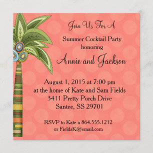 Summer Palm Tree Cocktail Party Nodig Peachy uit Kaart