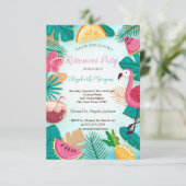 Summer, PalmLeaf, Flamingo, Fruit Retirement Party Kaart (Staand voorkant)