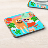 Summer Pals Cute Kawaii Cartoon Characters Onderzetter (Linkerzijde)