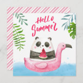 Summer Panda Flamingo Wenskaart (Voorkant / Achterkant)