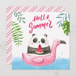 Summer Panda Flamingo Wenskaart