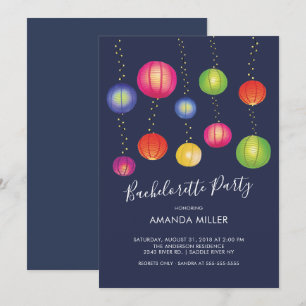 Summer Paper Lantern Bachelorette Party Invitation Kaart
