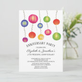 Summer Paper Lantern Jubileum Party Kaart (Staand voorkant)