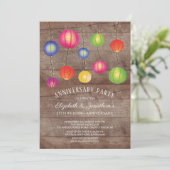 Summer Paper Lantern Jubileum Party Kaart (Staand voorkant)