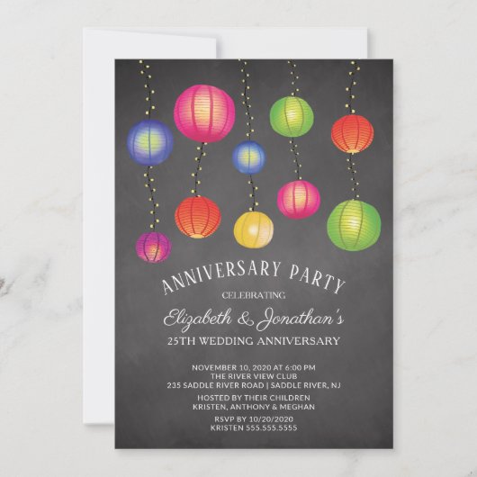 Summer Paper Lanterns Jubileum Party Kaart (Voorkant)