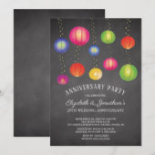 Summer Paper Lanterns Jubileum Party Kaart (Voorkant / Achterkant)