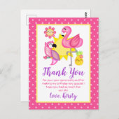 Summer Paradise Flamingo Parrot Birthday Party Briefkaart (Voorkant / Achterkant)