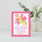 Summer Paradise Flamingo Parrot Birthday Party Briefkaart (Staand voorkant)